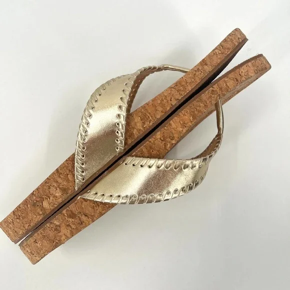 JACK ROGERS Shoes Womens 9.5 Gold Cork Thelma Comfort Flip Flop Sandal Thong - Picture 6 of 9